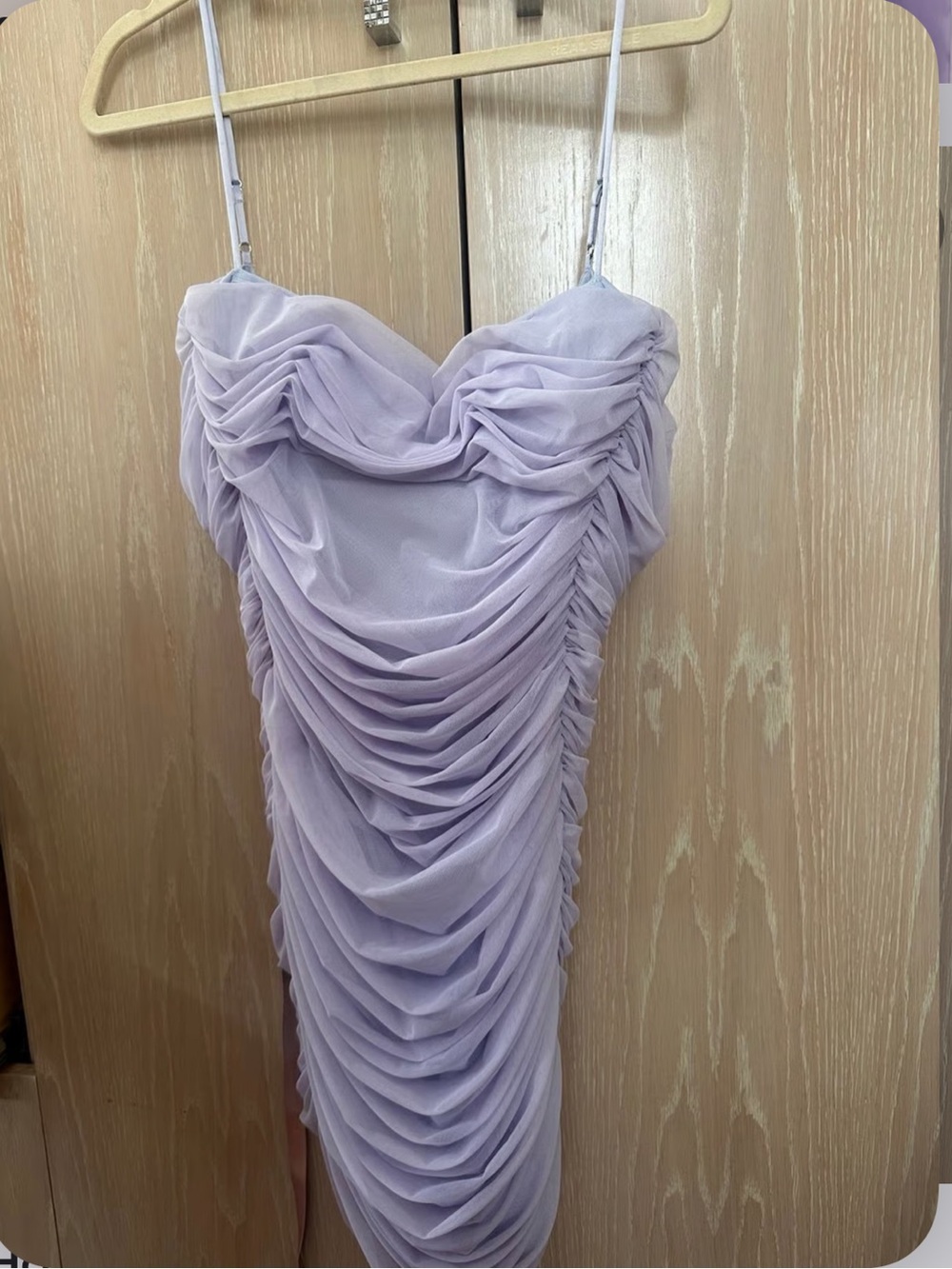 House of CB Lavender Ruched Strapless Midi Dress